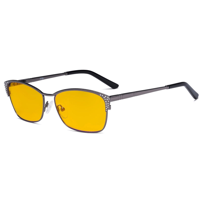 eyekeeper.com Blue Light Blocking Eyeglasses with Crystals HP17001 Eyeglasses Dark Slate Gray Gunmetal / without magnification