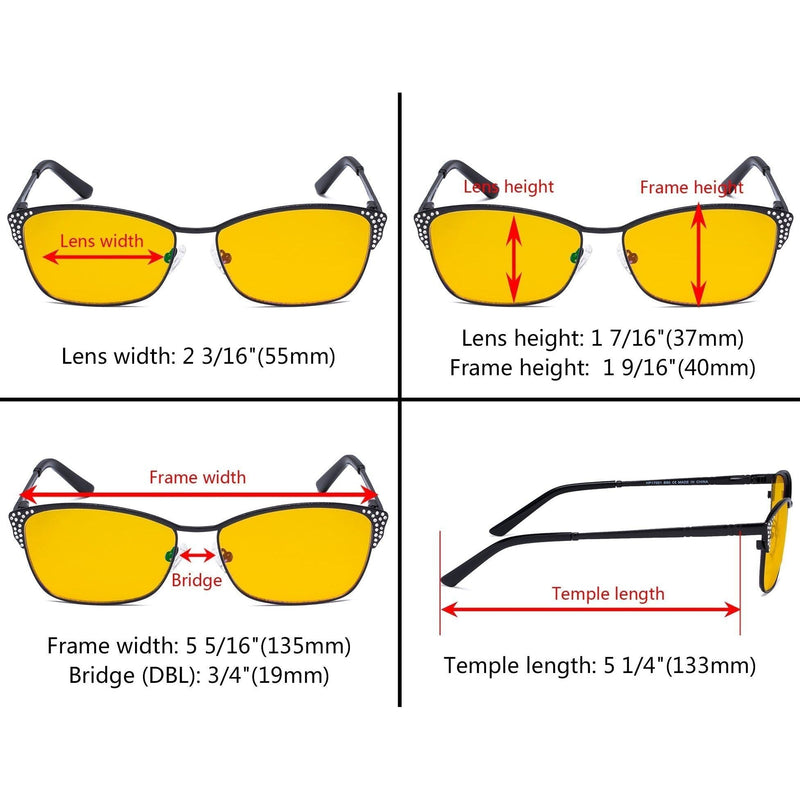 eyekeeper.com Blue Light Blocking Eyeglasses with Crystals HP17001 Eyeglasses Gold Black / without magnification,Blue / without magnification,Gold / without magnification,Gunmetal / without magnification,Purple / without magnification