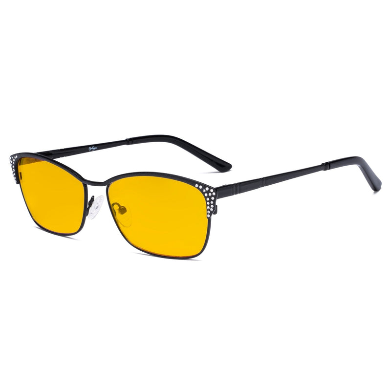eyekeeper.com Blue Light Blocking Eyeglasses with Crystals HP17001 Eyeglasses White Smoke Black / without magnification