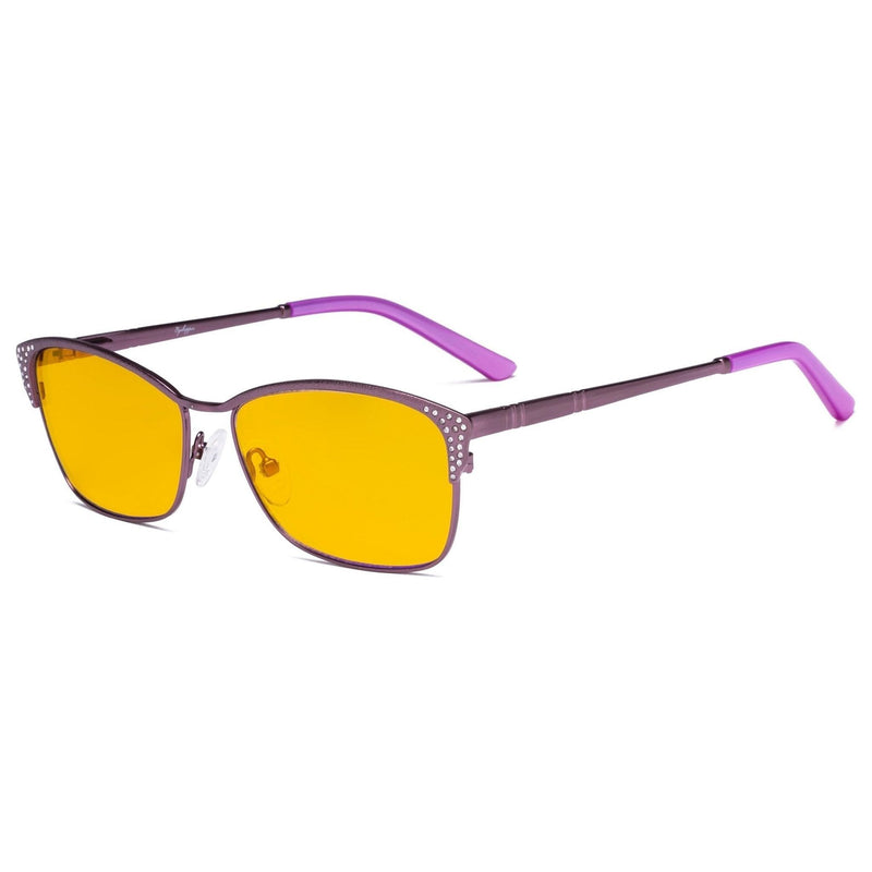 eyekeeper.com Blue Light Blocking Eyeglasses with Crystals HP17001 Eyeglasses Gold Purple / without magnification