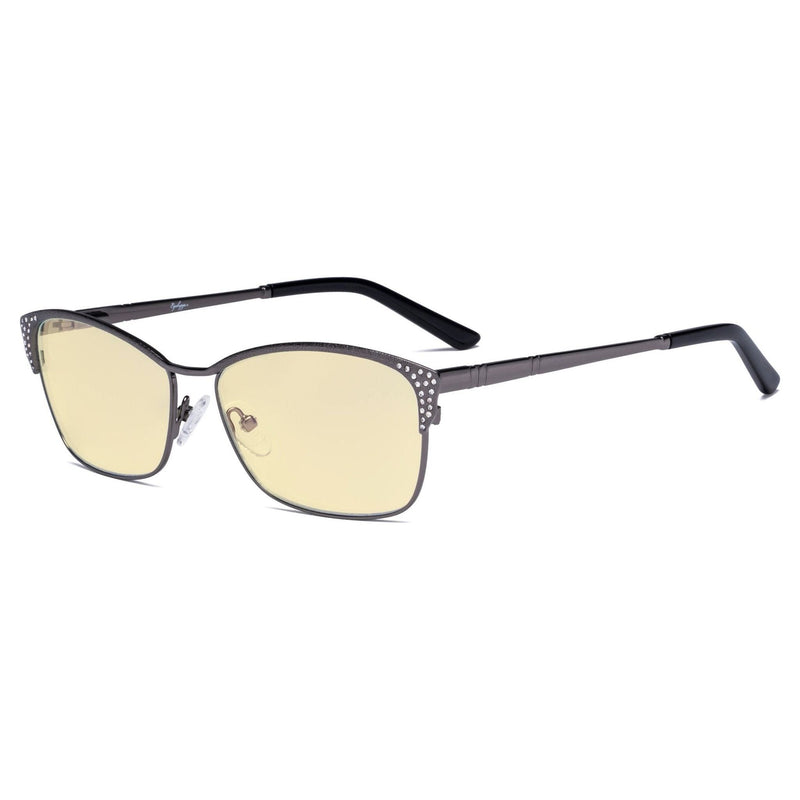 eyekeeper.com Blue Light Blocking Eyeglasses with Crystals TM17001 Eyeglasses Dark Slate Gray Gunmetal / without magnification