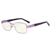 eyekeeper.com Blue Light Filter Eyeglasses with Crystal Accents Light Yellow Lenses LX19007-BB40 Eyeglasses White Smoke Purple / without magnification