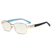 eyekeeper.com Blue Light Filter Eyeglasses with Crystal Accents Light Yellow Lenses LX19007-BB40 Eyeglasses White Smoke Gold / without magnification