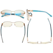 eyekeeper.com Blue Light Filter Eyeglasses with Crystal Accents Light Yellow Lenses LX19007-BB40 Eyeglasses White Smoke Brown / without magnification,Gold / without magnification,Purple / without magnification