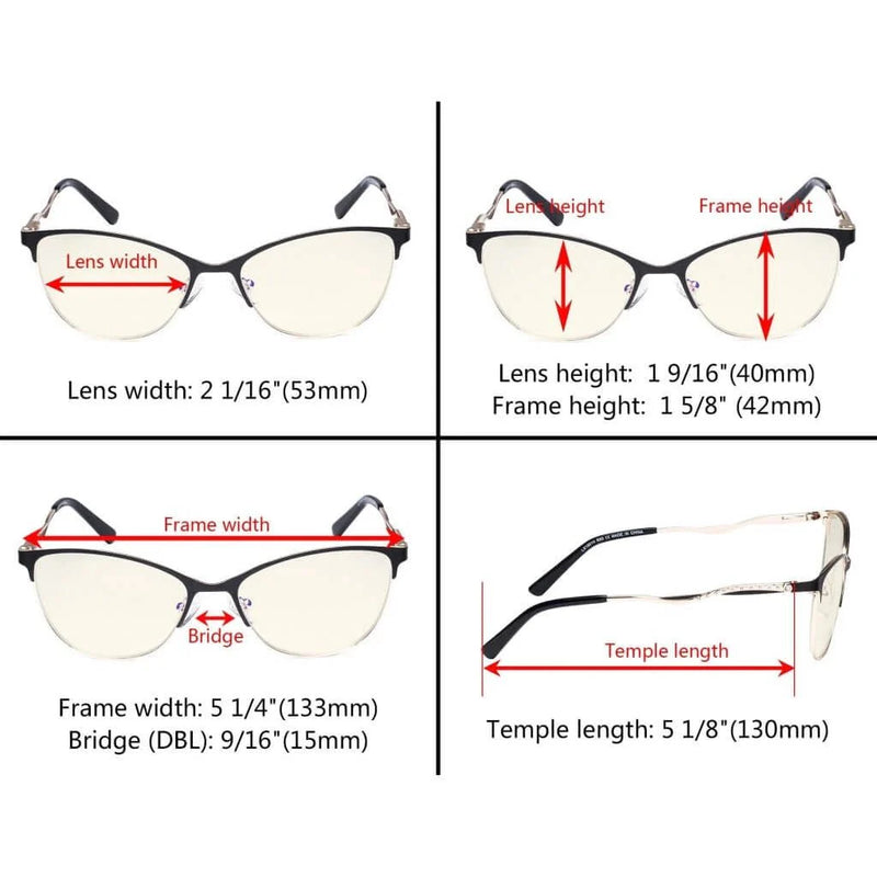 eyekeeper.com Blue Light Filter Eyeglasses with Crystals LX19014-BB40 Eyeglasses White Smoke Black / without magnification,Purple / without magnification,Red / without magnification