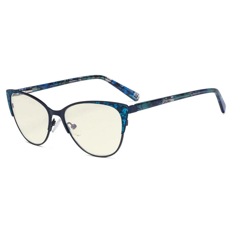 eyekeeper.com Blue Light Filter Glasses Cat-eye Eyewear LX19044-BB40 Eyeglasses White Smoke Blue / without magnification