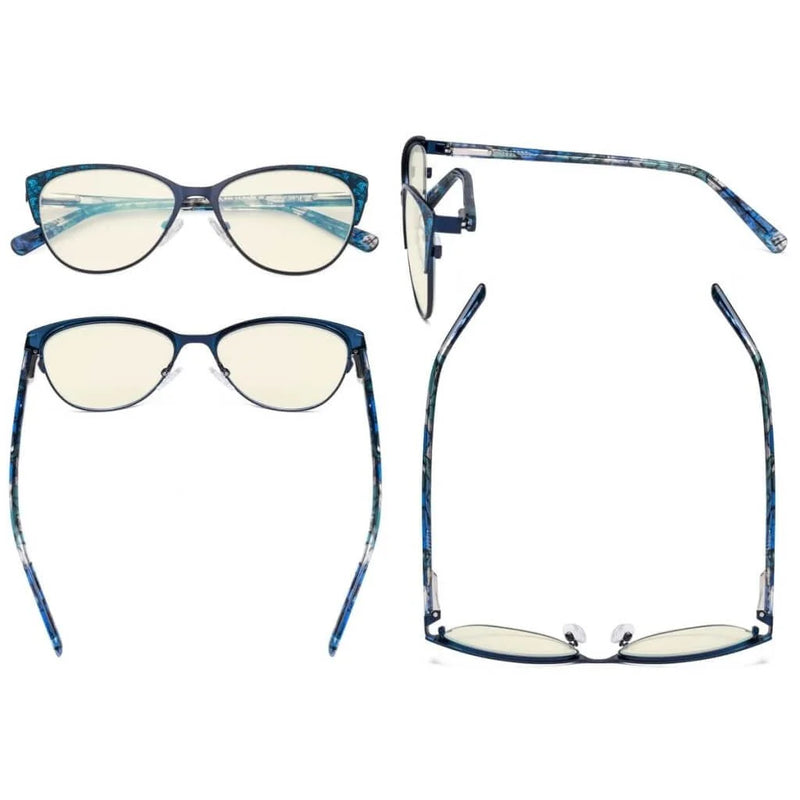 eyekeeper.com Blue Light Filter Glasses Cat-eye Eyewear LX19044-BB40 Eyeglasses White Smoke Black / without magnification,Blue / without magnification,Red / without magnification,Silver / without magnification