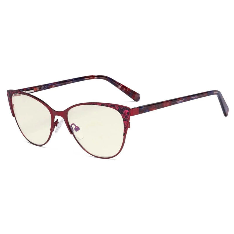 eyekeeper.com Blue Light Filter Glasses Cat-eye Eyewear LX19044-BB40 Eyeglasses White Smoke Red / without magnification