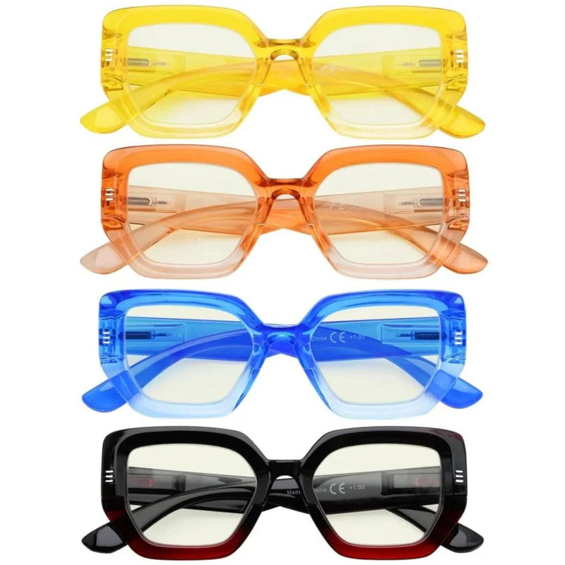 eyekeeper.com 4 Pack Blue Light Filter Glasses Polygon Thicker Frame UVR2026 Eyeglasses White Smoke 4 Pairs Mix / without magnification,4 Pairs Mix / +0.50,4 Pairs Mix / +0.75,4 Pairs Mix / +1.00,4 Pairs Mix / +1.25,4 Pairs Mix / +1.50,4 Pairs Mix / +1.75,4 Pairs Mix / +2.00,4 Pairs Mix / +2.50,4 Pairs Mix / +3.00