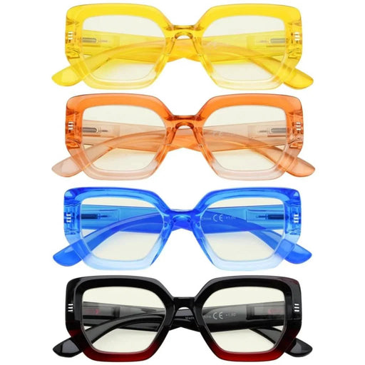 eyekeeper.com 4 Pack Blue Light Filter Glasses Polygon Thicker Frame UVR2026 Eyeglasses White Smoke 4 Pairs Mix / without magnification,4 Pairs Mix / +0.50,4 Pairs Mix / +0.75,4 Pairs Mix / +1.00,4 Pairs Mix / +1.25,4 Pairs Mix / +1.50,4 Pairs Mix / +1.75,4 Pairs Mix / +2.00,4 Pairs Mix / +2.50,4 Pairs Mix / +3.00