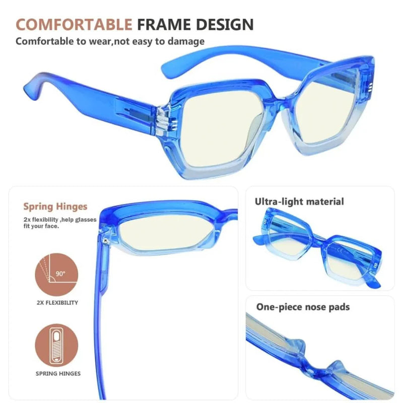 eyekeeper.com 4 Pack Blue Light Filter Glasses Polygon Thicker Frame UVR2026 Eyeglasses White Smoke 4 Pairs Mix / without magnification,4 Pairs Mix / +0.50,4 Pairs Mix / +0.75,4 Pairs Mix / +1.00,4 Pairs Mix / +1.25,4 Pairs Mix / +1.50,4 Pairs Mix / +1.75,4 Pairs Mix / +2.00,4 Pairs Mix / +2.50,4 Pairs Mix / +3.00