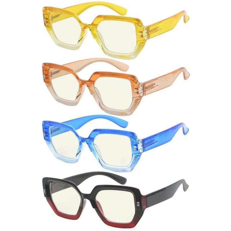 eyekeeper.com 4 Pack Blue Light Filter Glasses Polygon Thicker Frame UVR2026 Eyeglasses White Smoke 4 Pairs Mix / without magnification,4 Pairs Mix / +0.50,4 Pairs Mix / +0.75,4 Pairs Mix / +1.00,4 Pairs Mix / +1.25,4 Pairs Mix / +1.50,4 Pairs Mix / +1.75,4 Pairs Mix / +2.00,4 Pairs Mix / +2.50,4 Pairs Mix / +3.00