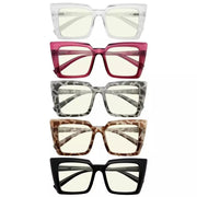 eyekeeper.com Blue Light Spectacles 5 Pack Oversized Reading Glasses UV2141 Eyeglasses White Smoke 5 Pairs Mix / without magnification,5 Pairs Mix / +0.50,5 Pairs Mix / +1.00,5 Pairs Mix / +1.25,5 Pairs Mix / +1.50,5 Pairs Mix / +1.75,5 Pairs Mix / +3.50,5 Pairs Mix / +4.00
