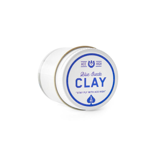 Ace High Co Blue Suede Clay - 1 oz Travel Size pomade White Smoke