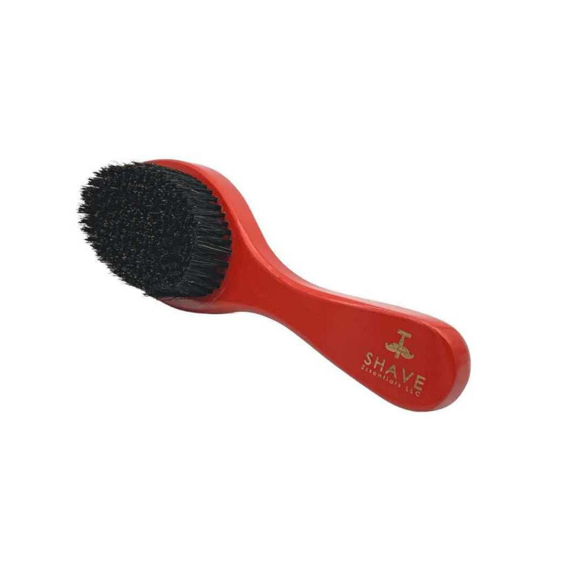 Shave Essentials Boar Bristle Hair Brush with Handle Combs & Brushes White Smoke Red