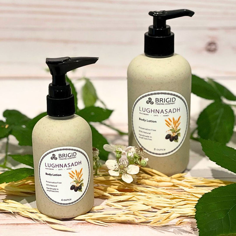 Brigid Trading Company Lughnasadh Natural Body Lotion – Blackberry, Oats & Honey, Paraben-Free Body Lotion Light Gray 8 ounce w/Gift Box