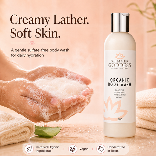 Glimmer Goddess® Organic Skin Care Organic Moisturizing Body Wash for Soft, Hydrated Skin Cleansers & Scrubs Bisque Lavender Lemon - Best Seller,Honeysuckle,Unscented