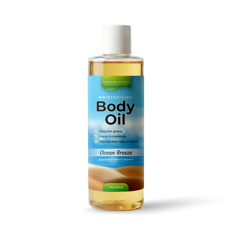 Garner's Garden Natural Body Oil - Natural Fragrance Body Oil White Smoke 4 oz Tropical Coconut Body Oil,4 oz Brown Sugar Body Oil,4 oz Ocean Breeze Body Oil