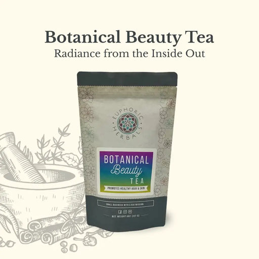 Euphoric Herbals Botanical Beauty Tea Herbal Tea Seashell 60 Cup Servings,30 Cup Servings