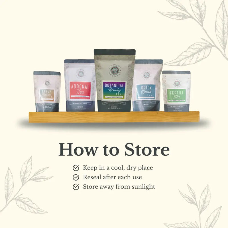 Euphoric Herbals Botanical Beauty Tea Herbal Tea Seashell 60 Cup Servings,30 Cup Servings