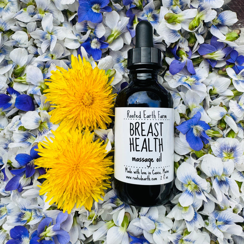 Rooted Earth Farm + Apothecary Breast Health Massage Oil Bath + Body Oils Dark Gray 1 oz,2 oz