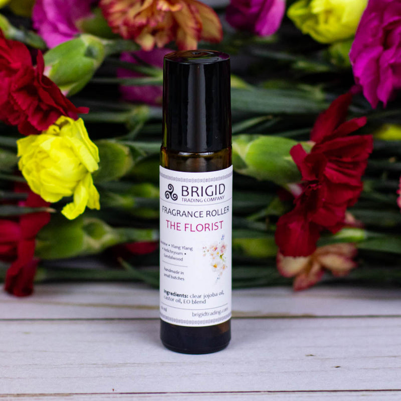 Brigid Trading Company Natural Fragrance Roller Bottles - Featuring Our Unique Fragrances perfume Light Gray The Florist - Jasmine, Ylang Ylang, Helichrysum, and Sandalwood
