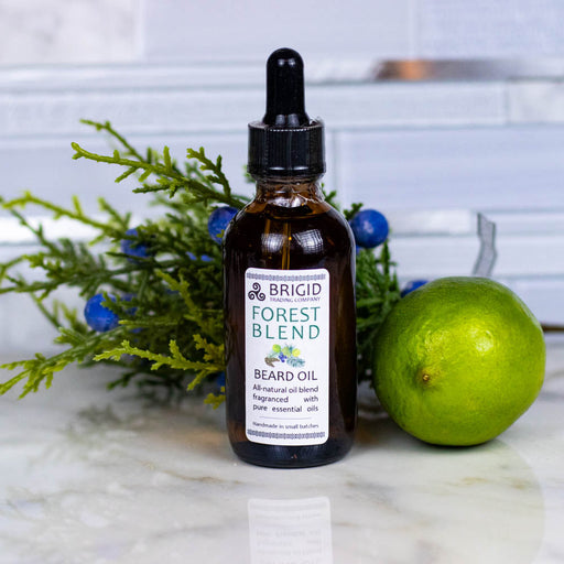 Brigid Trading Company Forest Blend Natural Beard Oil - Juniper, Pine, Balsam, Cedar, and Lime Beard Oil Gray Regular Size (2 ounces)
