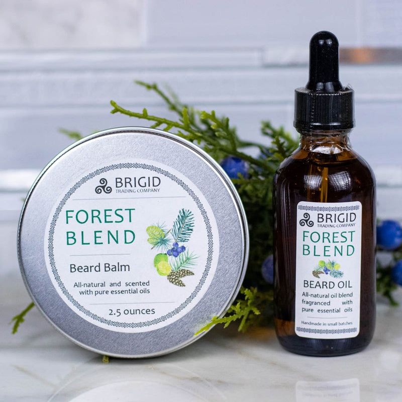 Brigid Trading Company Forest Blend Natural Beard Oil - Juniper, Pine, Balsam, Cedar, and Lime Beard Oil Light Gray Travel Size (1 ounce),Regular Size (2 ounces)