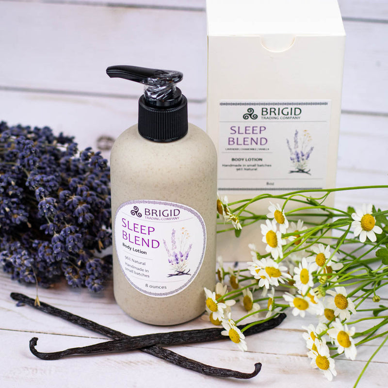 Brigid Trading Company Sleep Blend Natural Body Lotion - Lavender, Chamomile, and Vanilla Body Lotion Light Gray 2 ounce,4 ounces,8 ounces,8 ounce w/Gift Box