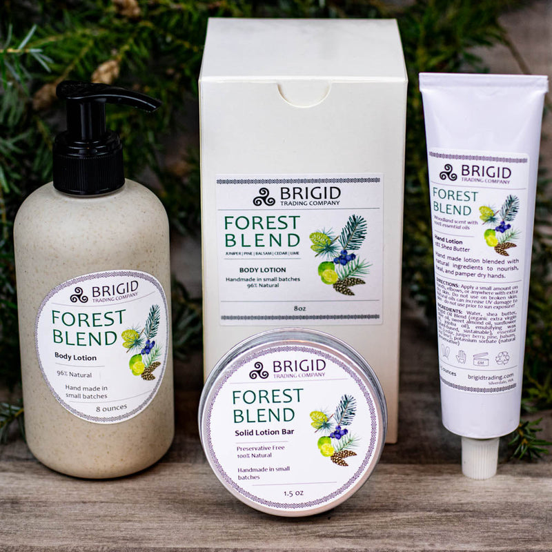 Brigid Trading Company Forest Blend Natural Body Lotion - Juniper, Pine, Balsam, Cedar, and Lime Body Lotion Light Gray 2 ounce,4 ounce,8 ounce,8 ounce w/Gift Box