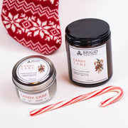 Brigid Trading Company Candy Cane Soy Wax Candle - Peppermint and Candy Canes Premium Scented Candle White Smoke 7oz amber jar,3oz pewter tin