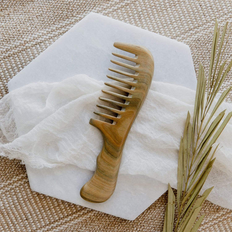 ZeroWasteStore.com Sandalwood Wide Tooth Comb - Zero Waste Comb, 100% Wood, Plastic Free Combs & Brushes Gray