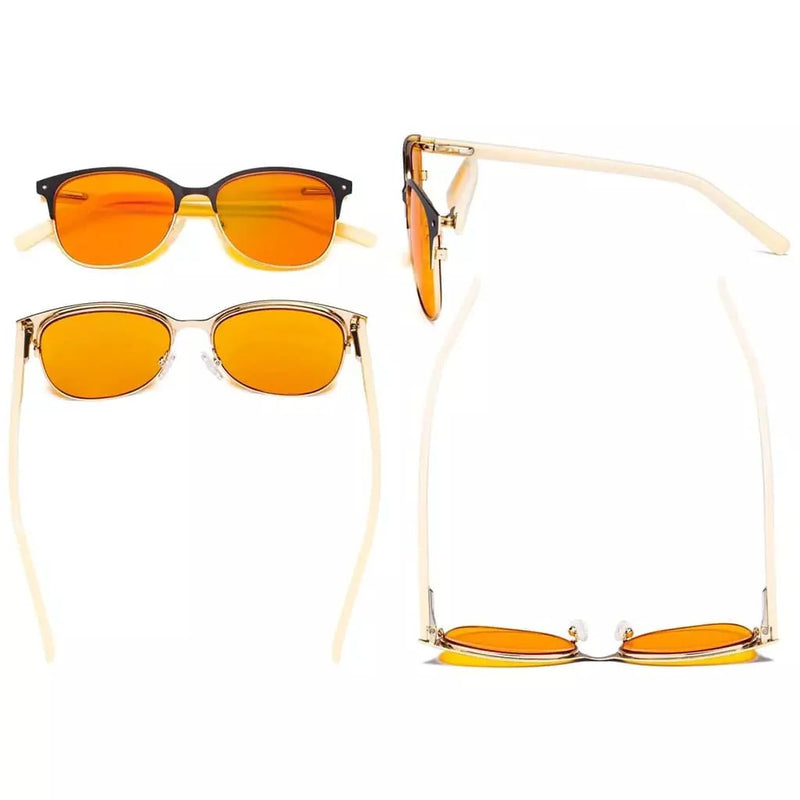 eyekeeper.com Browline Blue Light Blocking Eyeglasses LX19002-BB98 Eyeglasses White Smoke Black Gold / without magnification,Black Gunmetal / without magnification,Red / without magnification