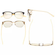 eyekeeper.com Browline Blue Light Filter Eyeglasses LX19002-BB40 Eyeglasses White Smoke Black Gold / without magnification,Black Gunmetal / without magnification,Red / without magnification