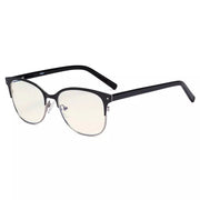 eyekeeper.com Browline Blue Light Filter Eyeglasses LX19002-BB40 Eyeglasses White Smoke Black Gold / without magnification