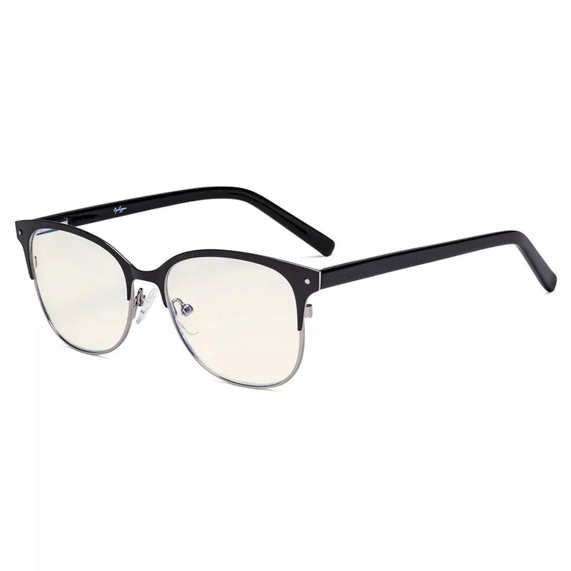eyekeeper.com Browline Blue Light Filter Eyeglasses LX19002-BB40 Eyeglasses White Smoke Black Gold / without magnification