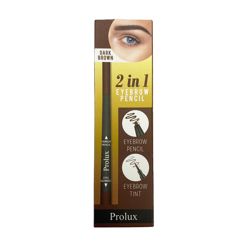 Prolux Cosmetics 2 in 1 Eyebrow Pencil eye brow pencil Dark Khaki #1-Dark Brown
