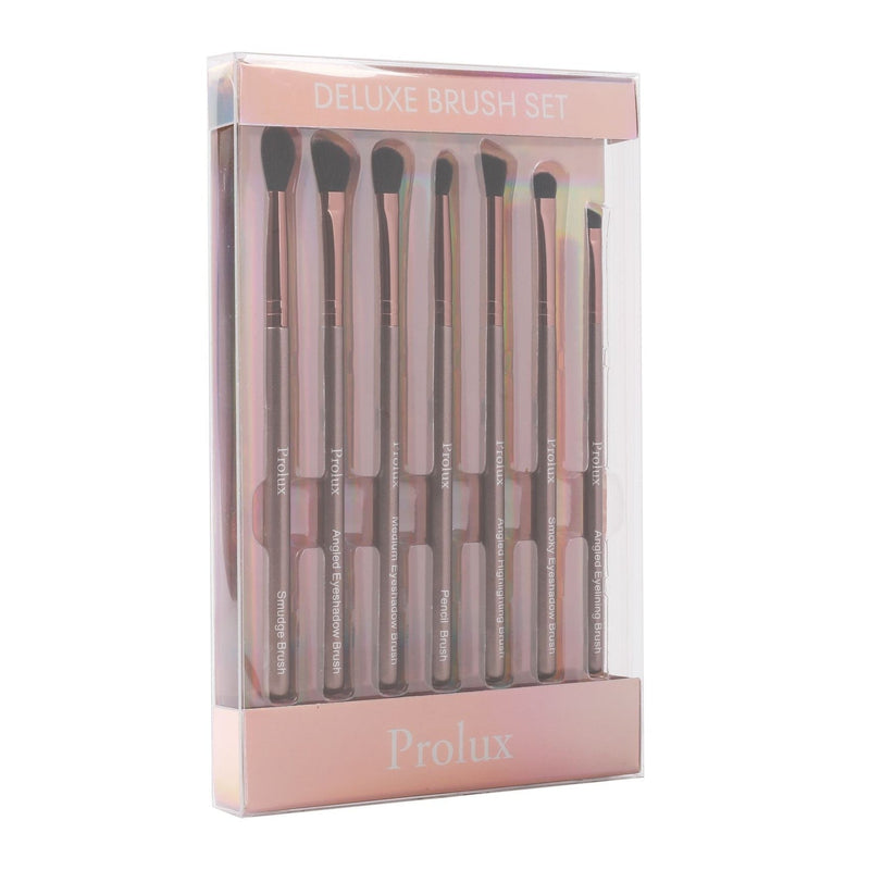 Prolux Cosmetics Deluxe Eye Essentials 7pc Brush Set Rosy Brown