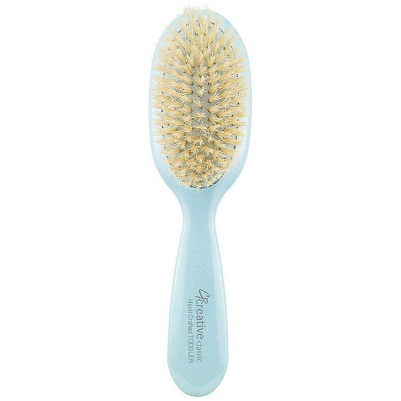 Creative Pro Hair Tools Classic Toddler/Baby Soft Boar Bristle Hair Brush-Colors-Blue-Pink-Silver Hair Brush White Smoke Blue