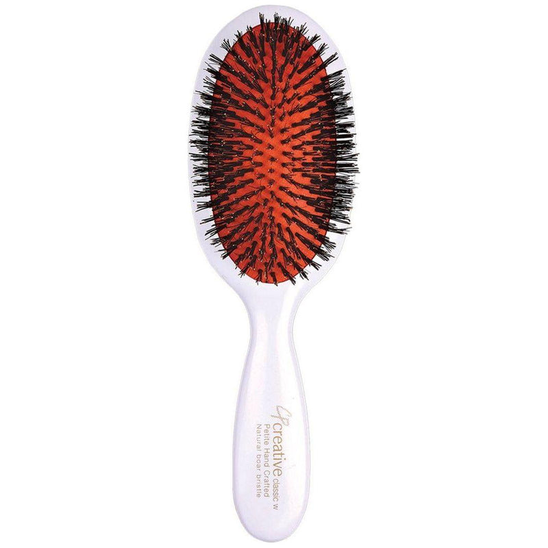 Creative Pro Hair Tools Classic Signature White Paddle Boar Bristle Hair Brush Hair Brush White Smoke Petite Boar Bristle