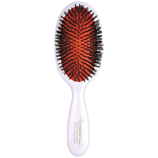 Creative Pro Hair Tools Classic Signature White Paddle Boar Bristle Hair Brush Hair Brush White Smoke Petite Boar Bristle