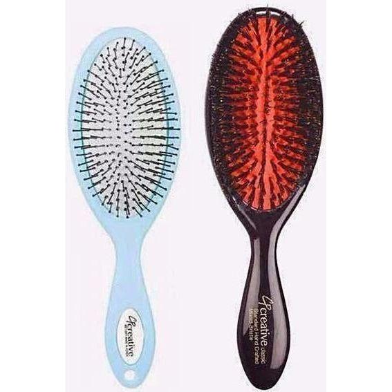 Creative Pro Hair Tools Wet/Dry and Classic Paddle Hair Brush Set Hair Brush Set White Smoke Wet Dry/Classic Standard Combo