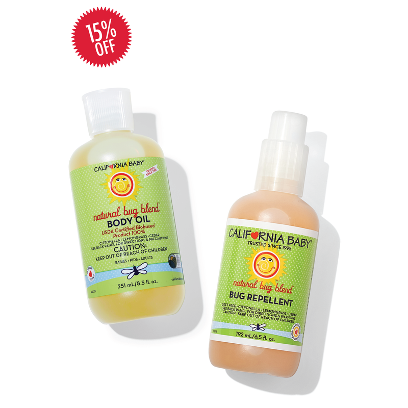 California Baby Natural Bug Blend™ Body Oil Bug Spray White Smoke 8.5oz Bug Oil + 6.5oz Bug Spray