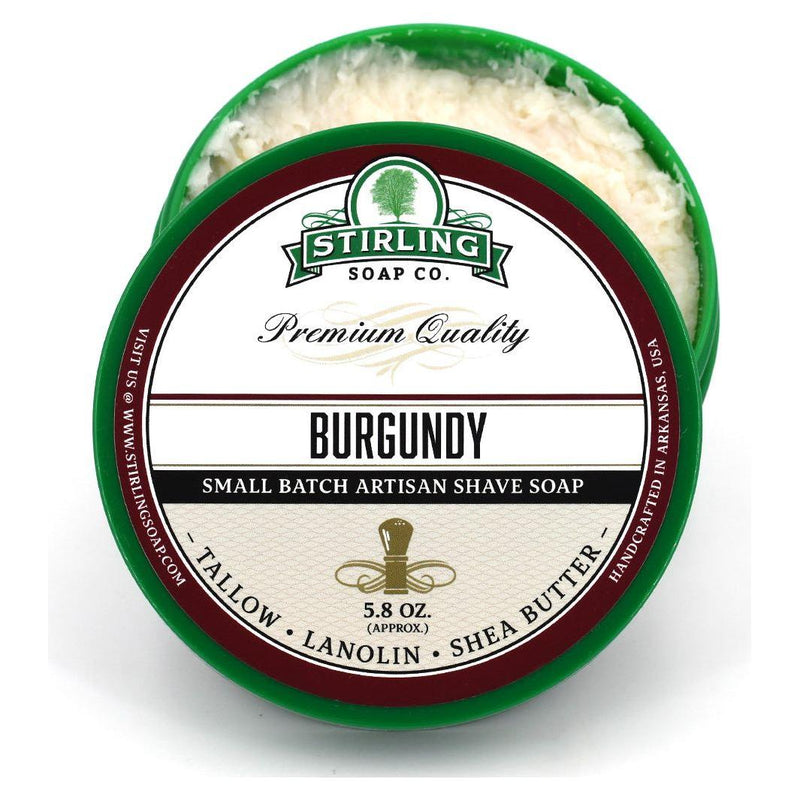 Stirling Soap Co Stirling Soap Co. Burgundy Shaving Collection Shaving Set Light Gray Shaving Soap 5.8oz