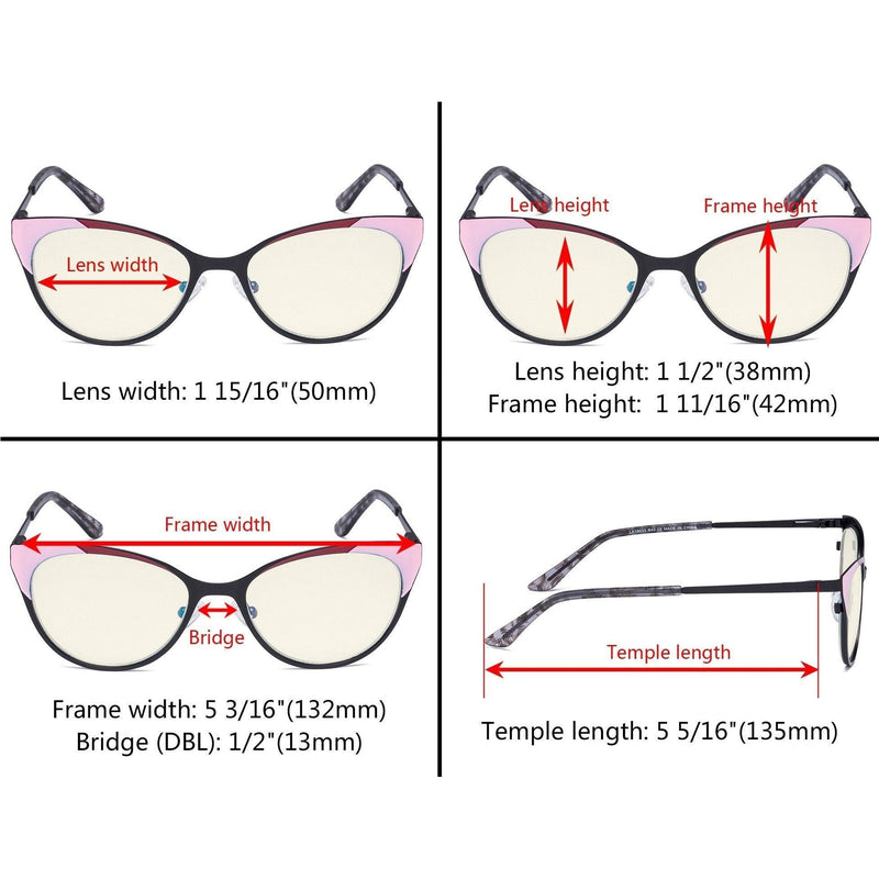 eyekeeper.com Cat-eye Blue Light Filter Eyeglasses LX19033-BB40 Eyeglasses Dark Slate Gray Black / without magnification,Blue / without magnification,Red / without magnification,Silver / without magnification