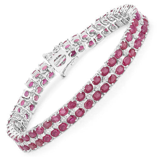 Bids.com 20.03 Carat Glass Filled Ruby and White Topaz .925 Sterling Silver Bracelet Bracelets White Smoke size 7.50,size 7.75