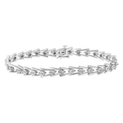 Bids.com .925 Sterling Silver 1/4 cttw Miracle Set Diamond Sleek and Open "V"Bracelet (I-J Color, I3 Clarity) -7.5" Bracelets White Smoke White.Sterling Silver / 7.5