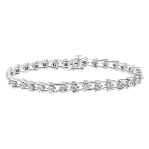 Bids.com .925 Sterling Silver 1/4 cttw Miracle Set Diamond Sleek and Open "V"Bracelet (I-J Color, I3 Clarity) -7.5" Bracelets White Smoke White.Sterling Silver / 7.5