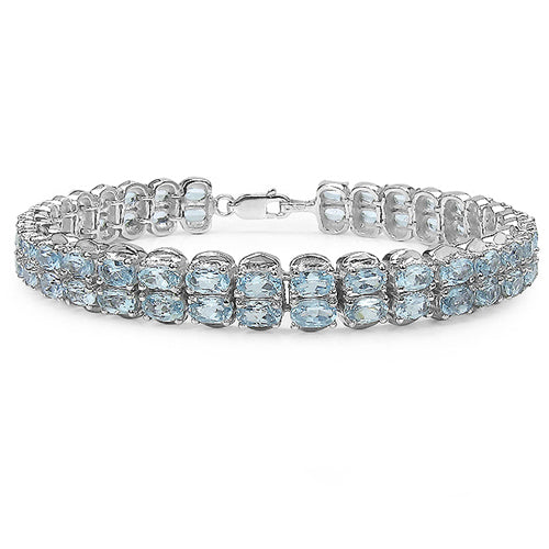 Bids.com 18.00 Carat Genuine Blue Topaz .925 Sterling Silver Bracelet Bracelets White Smoke size 7.00,size 7.50