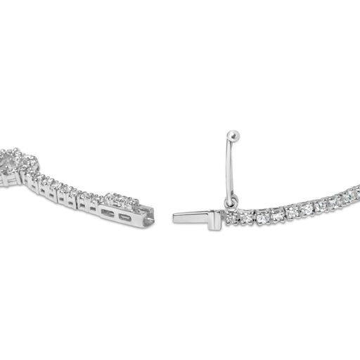 Bids.com 14K White Gold 1 1/2 Cttw Diamond Heart Station Strand Bracelet (H-I Color, I1-I2 Clarity) - 7.5 Inches Bracelets White Smoke White.Gold / 7.5